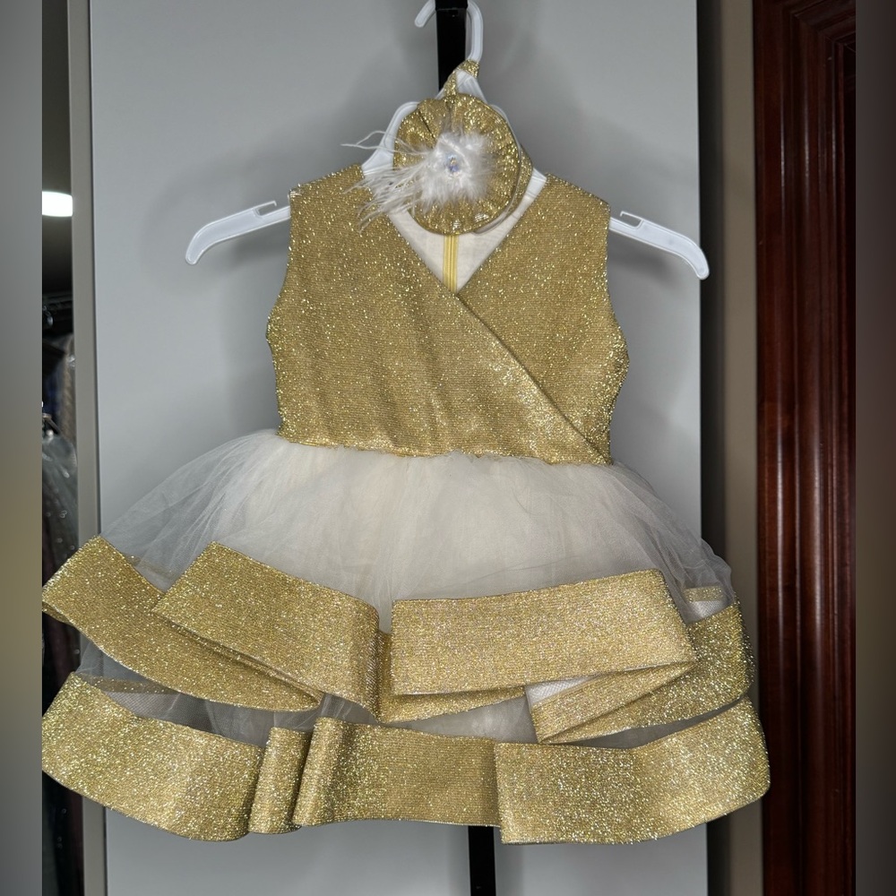 Handmade Gold and White Kids Costume Dress